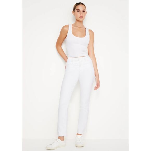 Good American Denim - Good American Good Legs Straight Mid-Rise Jeans, Color White, Size 14